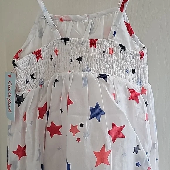 Cat & Jack white summer dress with red and blue multi star summer dress - Picture 3 of 14